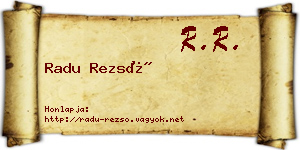 Radu Rezső névjegykártya